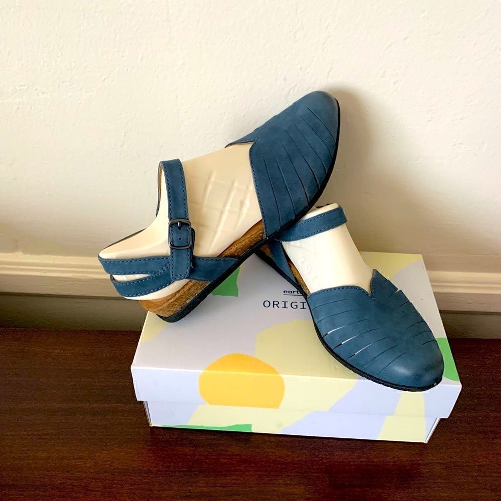 Earth Origins Women’s Closed Toe Mary Jane leather Sandal Sz 6 Moroccan Blue NIB